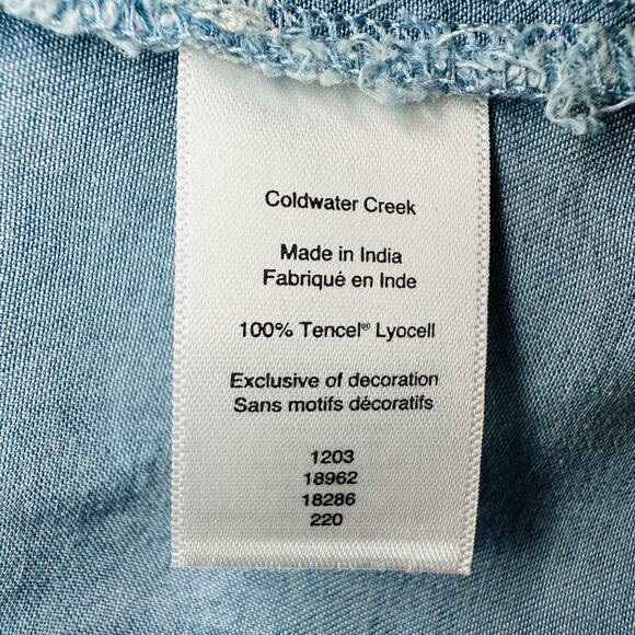 NWT Coldwater Creek Denim Chambray Light Indigo Drawstring Crochet Midi Skirt 3X - Picture 7 of 8